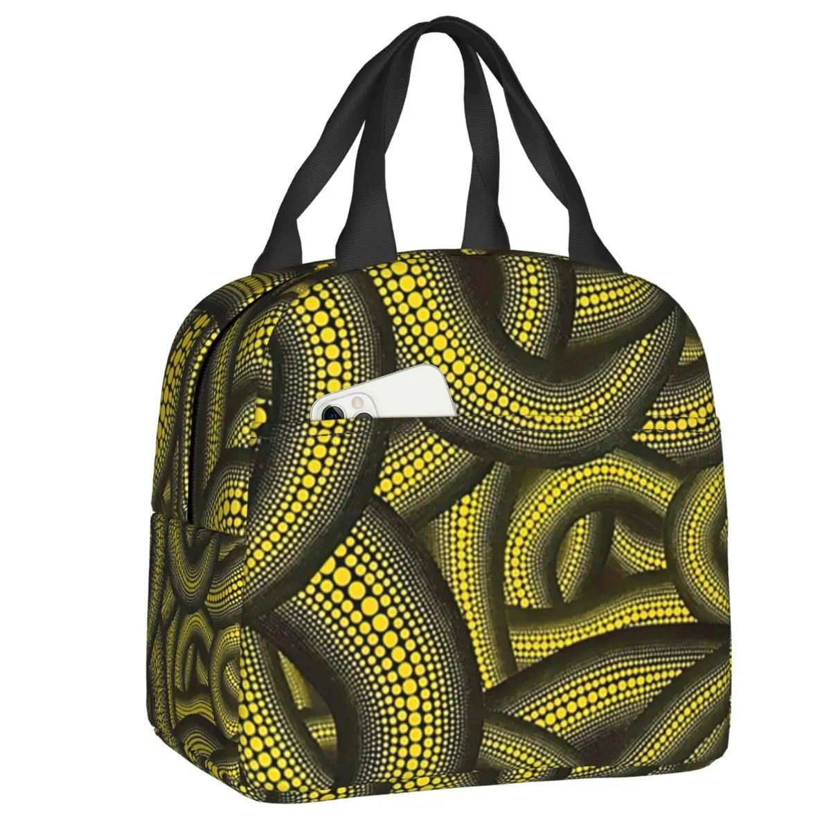 

Yayoi Kusama Thermal Insulated Lunch Bag Women Funny Polka Pop Resuable Lunch Container for School Multifunction Food Box