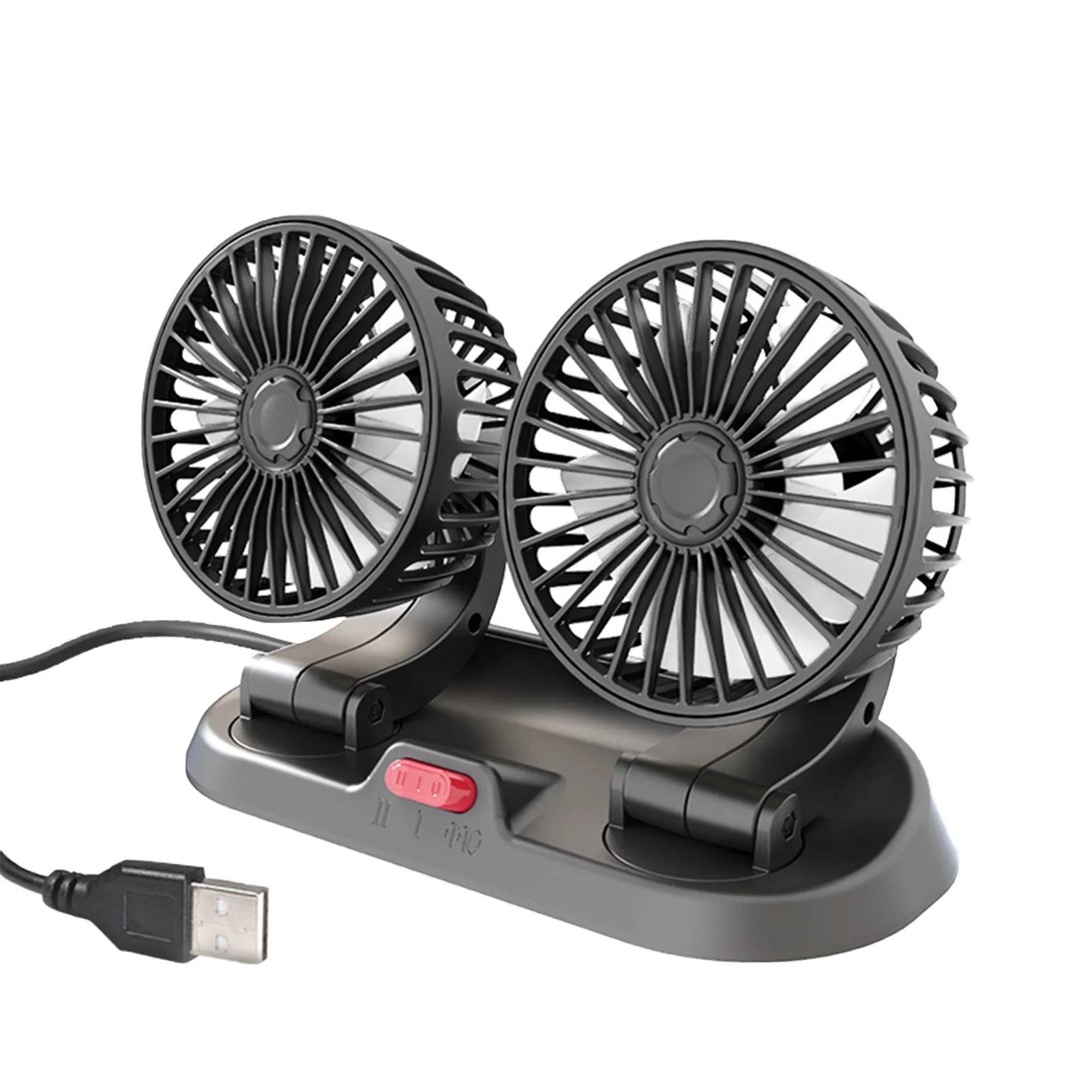 

Dual Head Electric Fan Electric 2 Speed Dual Head Fans Low Noise Automobile Vehicle Fan 360 Rotatable Desk Fan For Dashboard/Car