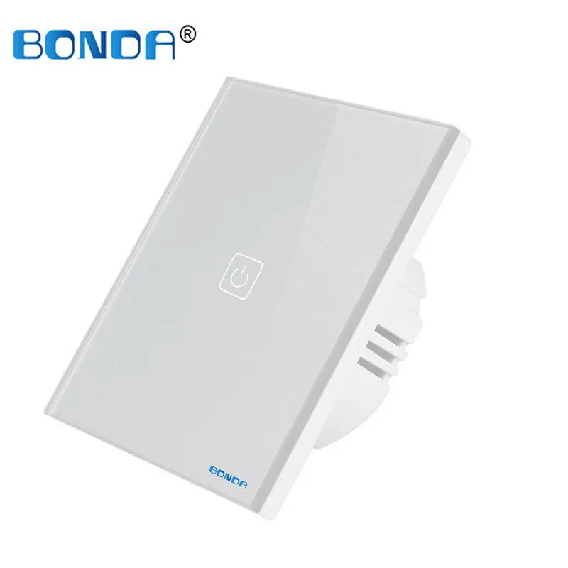 

BONDA Touch Switch EU / UK Standard White Crystal Glass Panel 4 Colors Available 110-220V Light Wall Touch Screen Sensor Switch