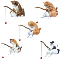 original japan anime gashapon good weather cat fishing kawaii cute action figures toys for boys girls kids gifts ornaments