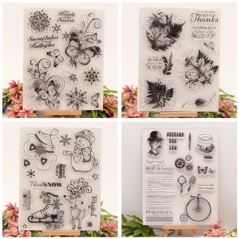 

15.5x20cm Clear Stamps for Card Making Decoration DIY Scrapbooking, Transparent Rubber Seal Stamps for Photo Card Album