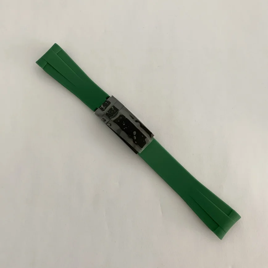 Watch Accessories Rubber Non-luminous Watch Strap 20MM*18MM Stainless Steel Single Folding Clasp PVD Black Steel Buckle