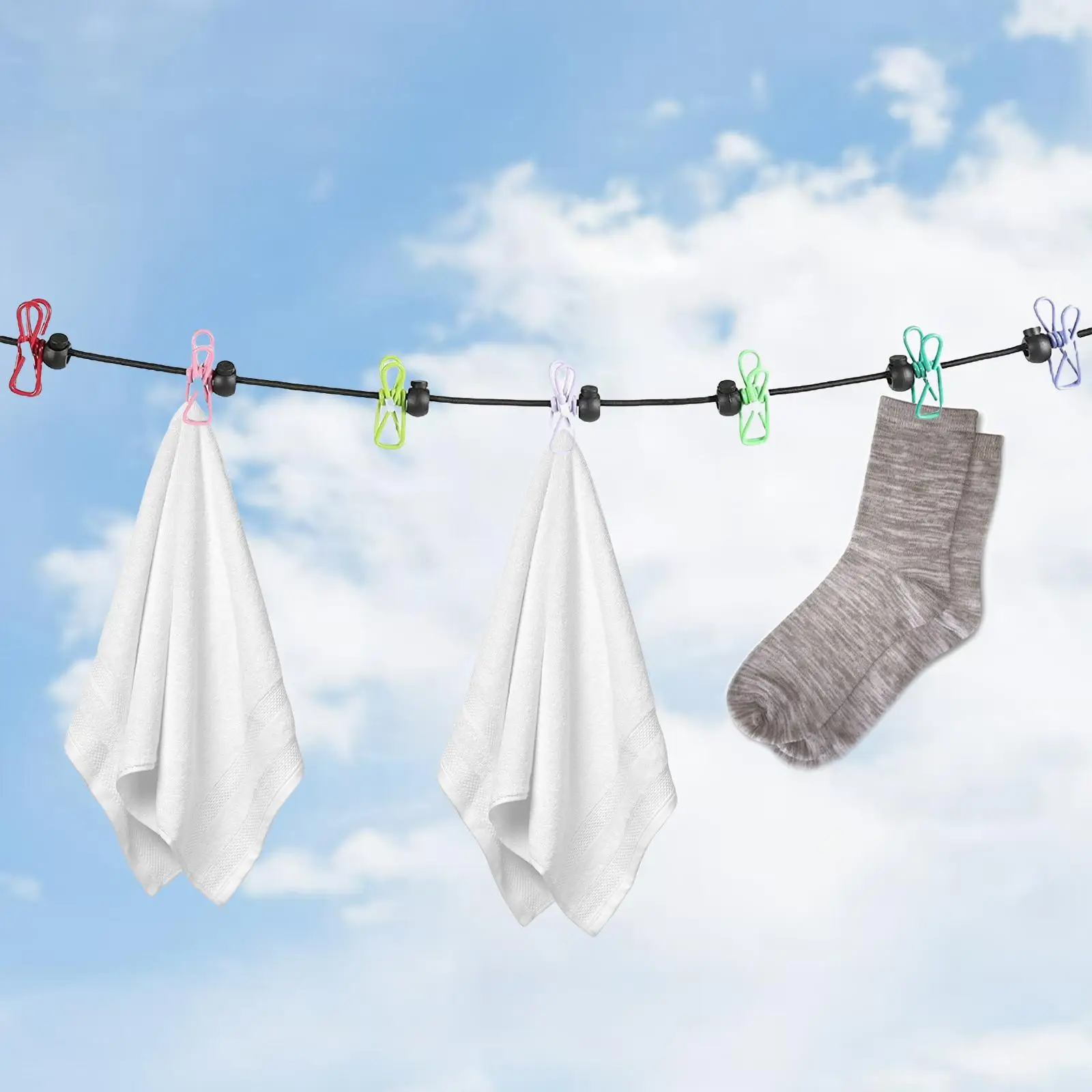 

Travel Laundry Clothesline Washing with Hooks and Suction Cup Elastic Drying Cord for Outdoor Boat Hotel Indoor RV
