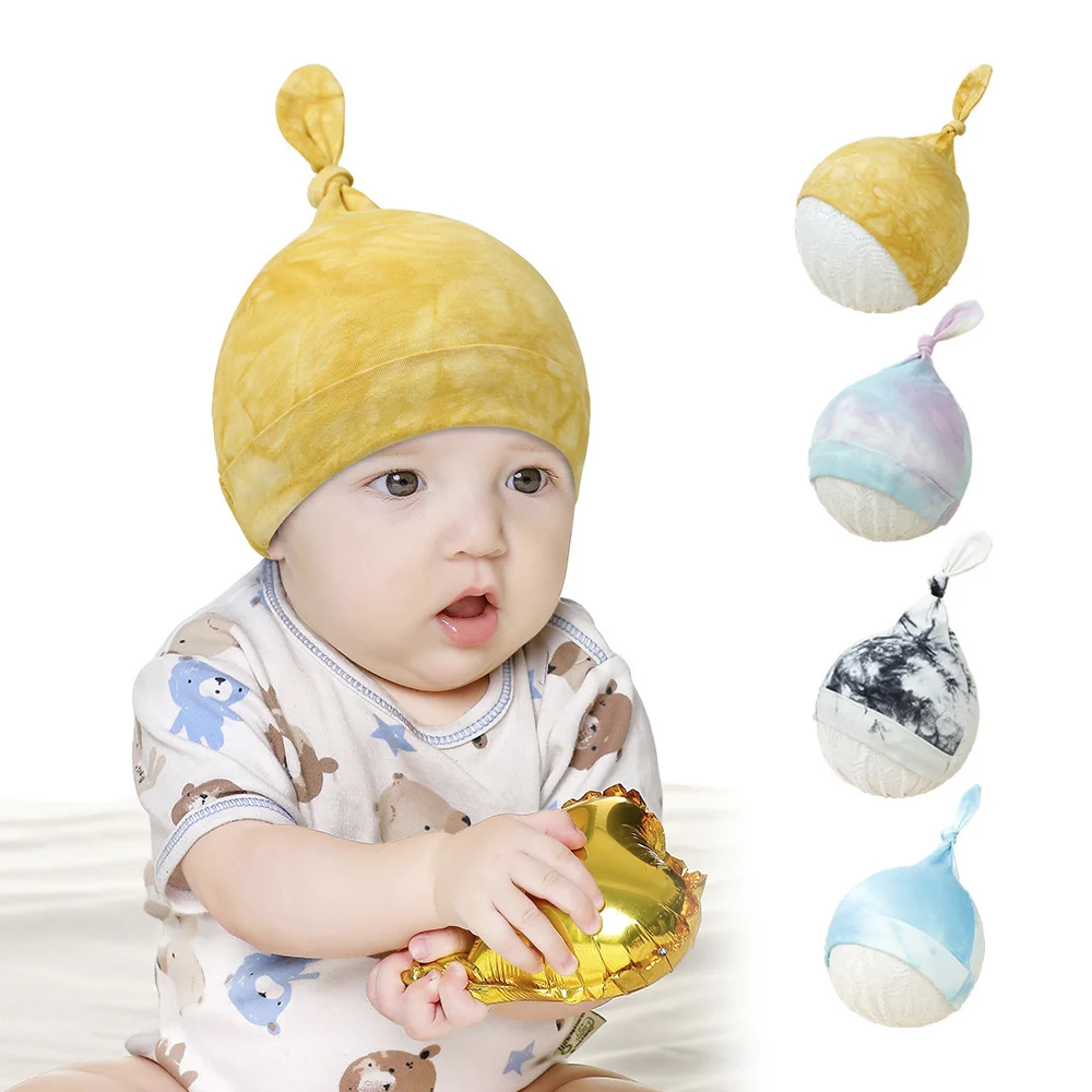 

Designer newborn baby cotton hat for girls boys toddlers infant Tie-dye princess prince hat fashion cap for baby kid child 2022