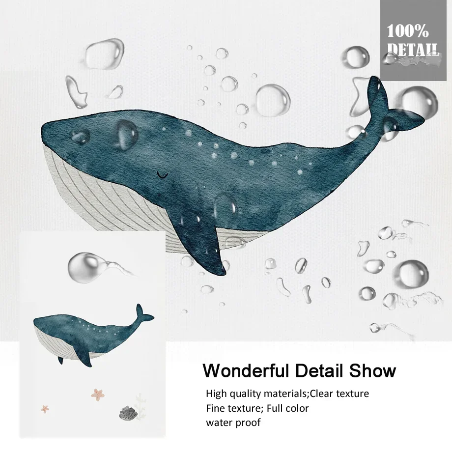 Настенная картина для детской комнаты постер с изображением Кита осьминога