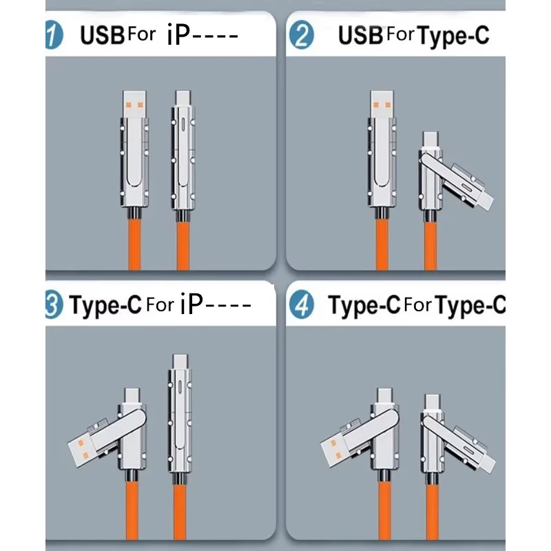 Вращающийся USB-кабель 6А для Samsung Galaxy S25 Xiaomi Poco M6 Asus ROG Phone 8 Oppo F27 Pro + vivo Y28s Cubot A10 TCL 50 XL