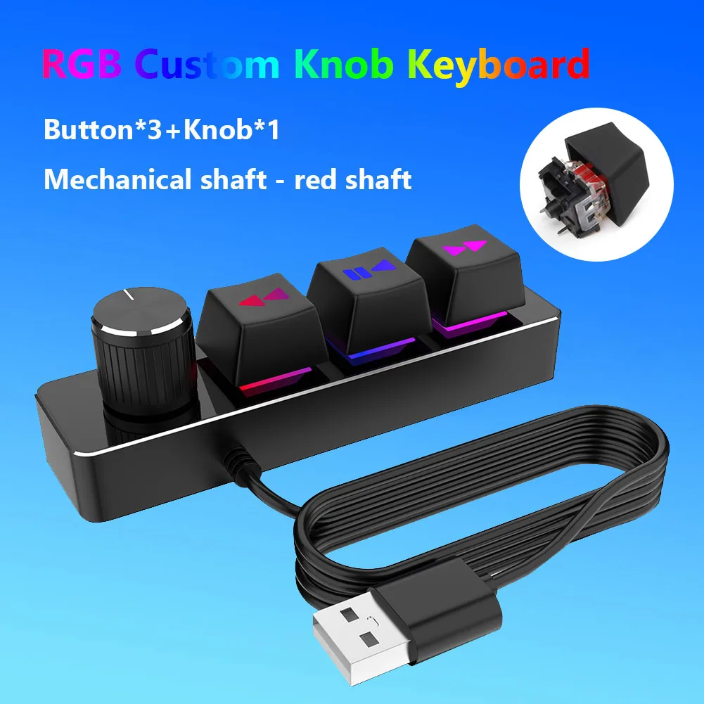 

3 клавиши, 1 ручка, Rgb, макро, пользовательская клавиатура, эргономичная игровая клавиатура, музыкальный контроллер, мультимедийная Проводна...