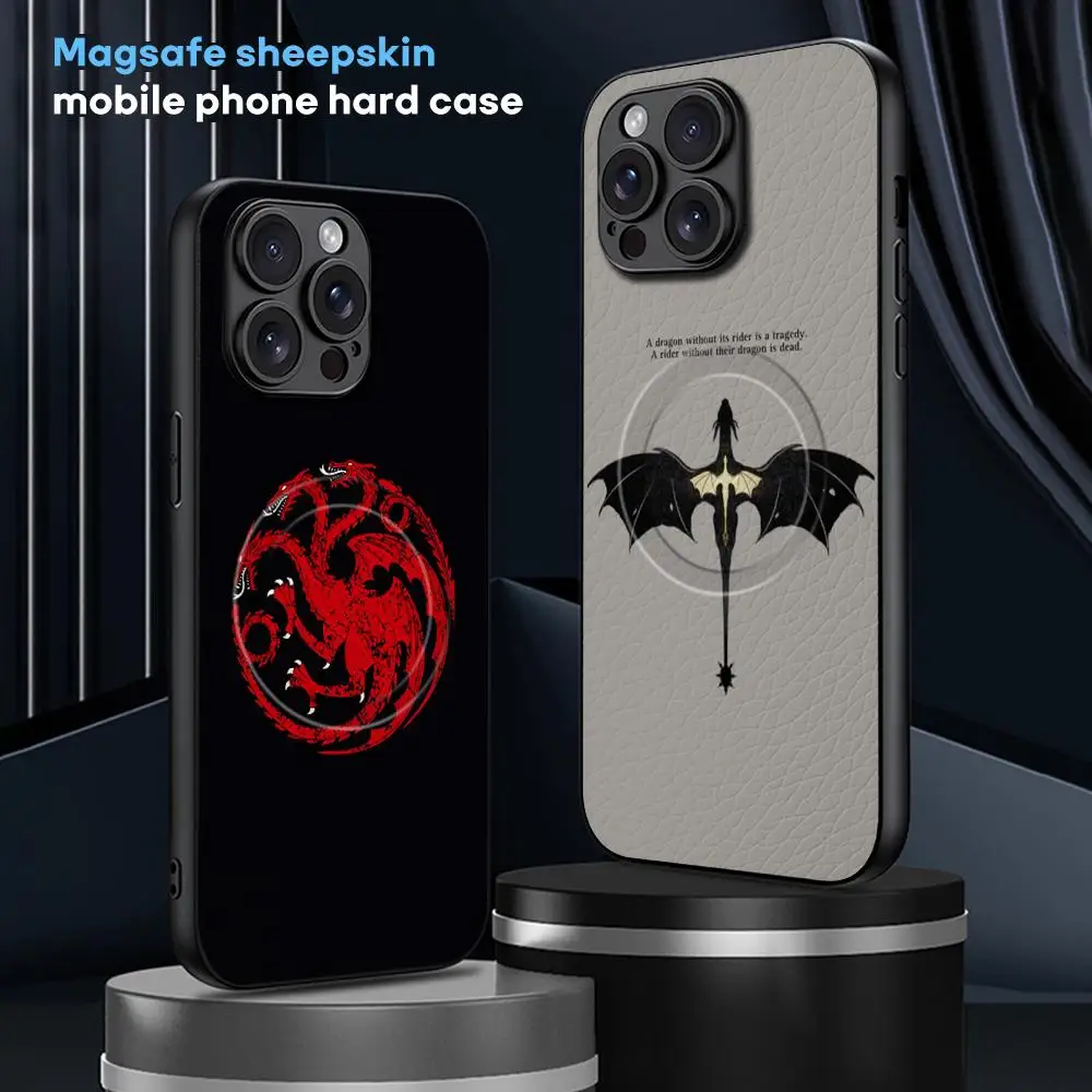 Фото Чехол для телефона Thrones Game с крутым рисунком логотипа для iPhone 16, 15, 14, 13, 12, 11 Plus Pro Max, роскошный роскошный чехол Magsafe из овчины №2