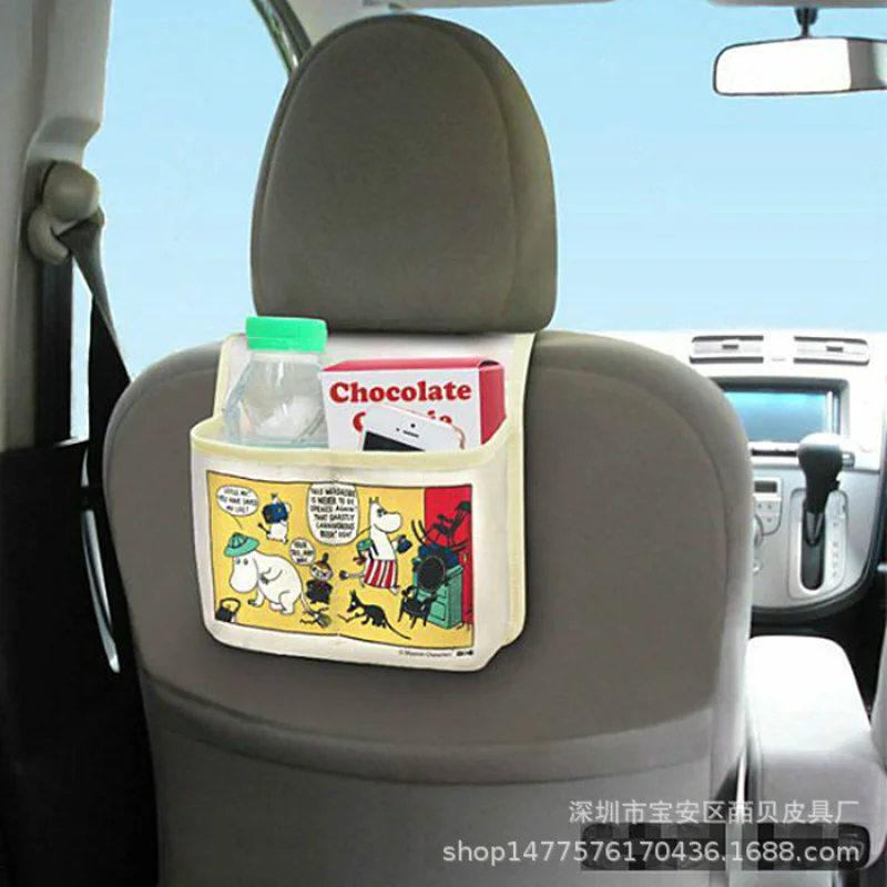 

Kawaii Snoopy Anime series cute fashion Cartoon Car Chair Back Hanging Bag Multi-purpose canvas Storage Bag Tissue Box gift