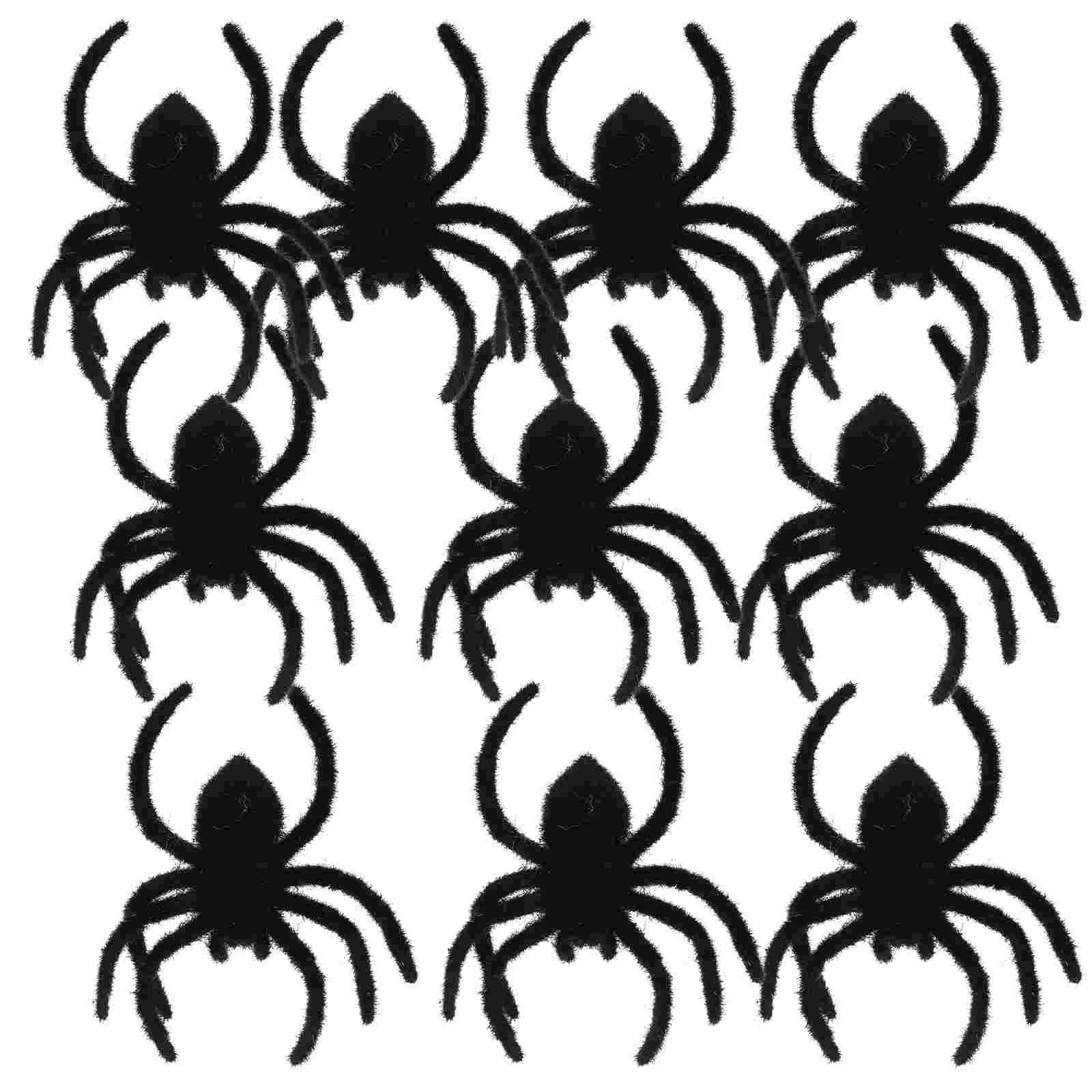 

10pcs Spider Model Ornament Flocking Simulated Spider Figurines Desktop Decoration for Haunted House Home Table Decor Black 5CM