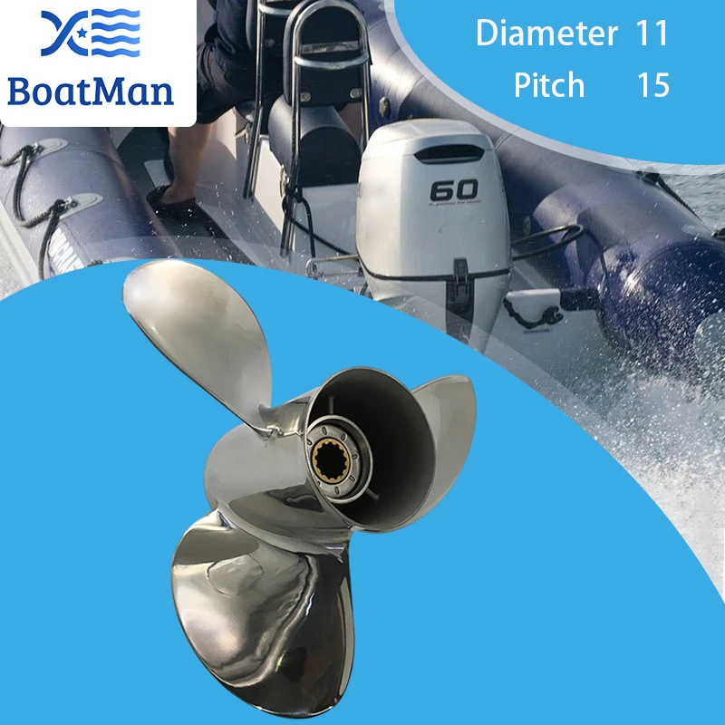

Подвесной пропеллер BoatMan 11X15 для Honda 35HP-60HP, нержавеющая сталь, 13 зубьев, аксессуары для лодок, морские запчасти RH 59133-ZV5-015AH