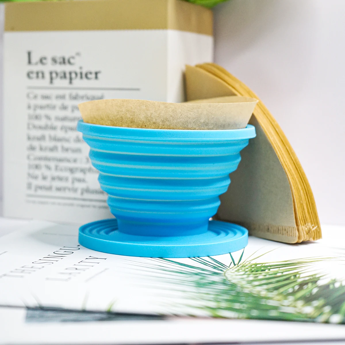 

Collapsible Pour Over Coffee Dripper Silicone Reusable Cone Filter Holder Foldable Brew Maker For Hiking Camping Home Office