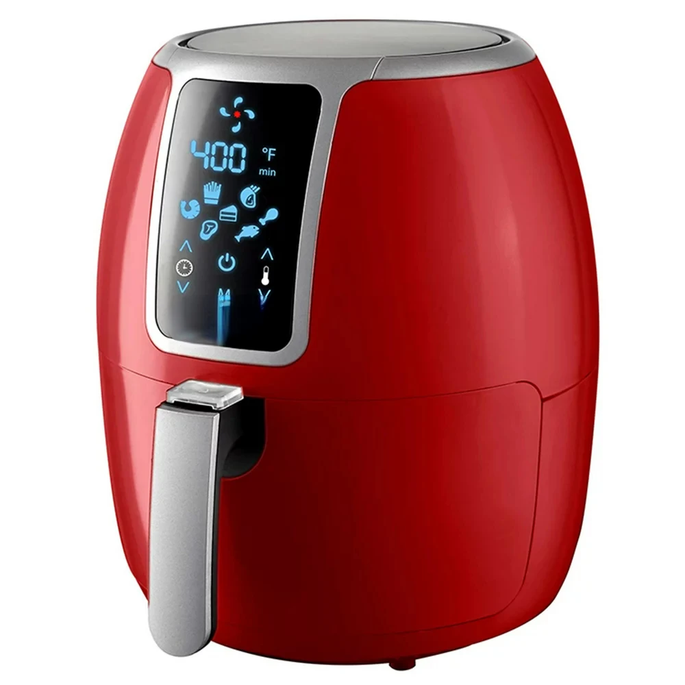 

1400 Watt 4 Quart Digital Air Fryer with Temperature in Red