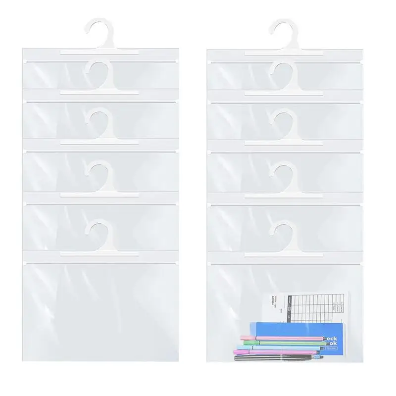 

Hangup Portable Original Bag 10Pcs Large Hook Hang-Up Clear Bags Book Pouch Large Hook Clear Storage Bags For Classroom Library