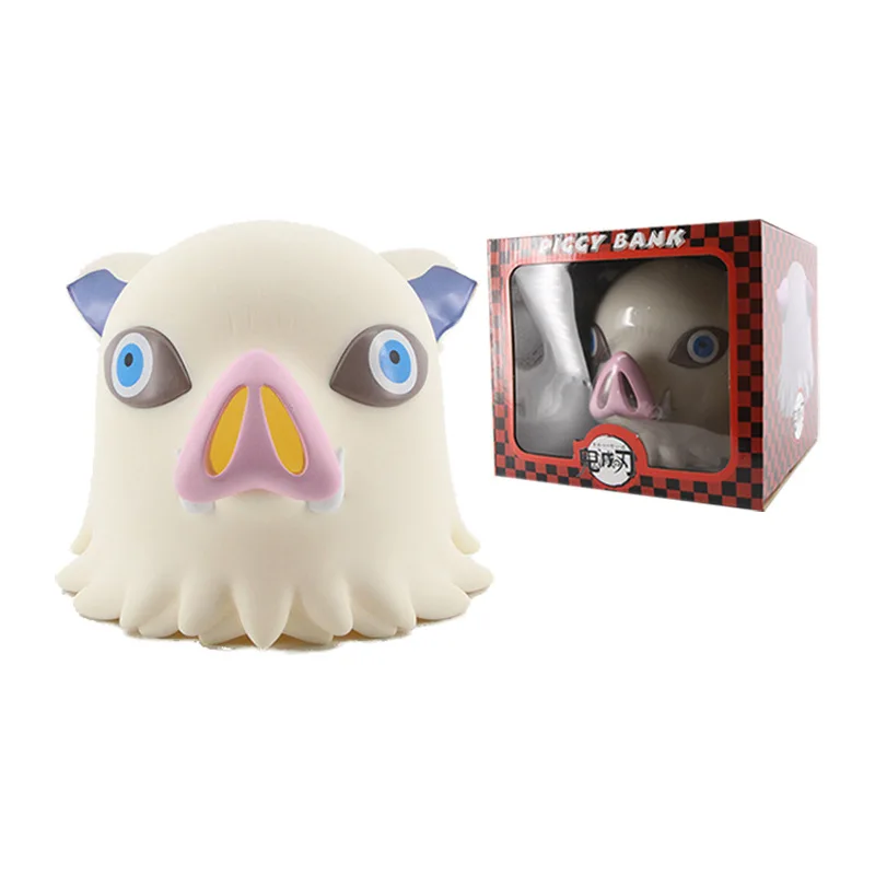 

Boxed Anime Demon Slayer Hashibira Inosuke Piggy bank PVC figure Model toys fans Ornaments Children's birthday Christmas gifts