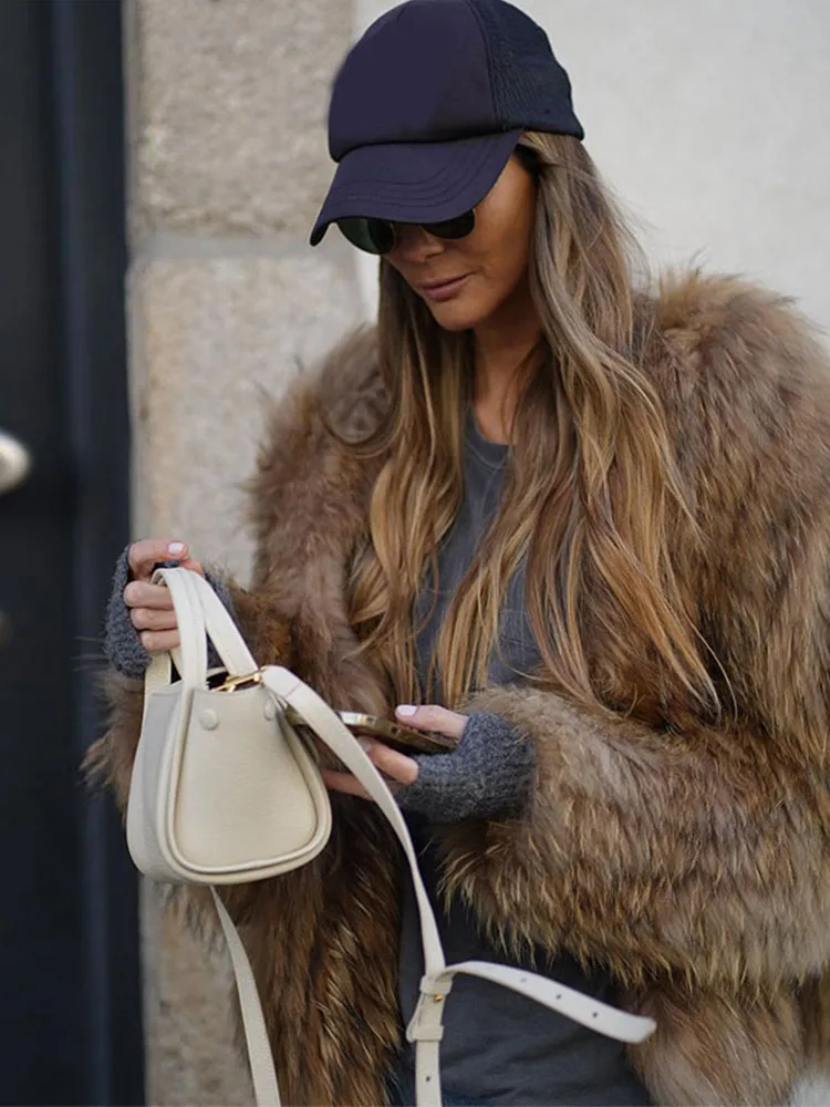 Осенне-зимнее меховое пальто с подкладкой из искусственного меха