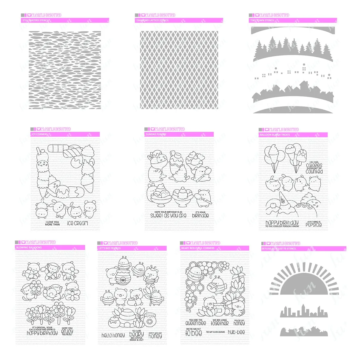 

2023 New Lattice Town Stencil Balloon Cutting Dies and Stamps Sets Scrapbooking Decorative Embossing Greeting Card Diy Handmade