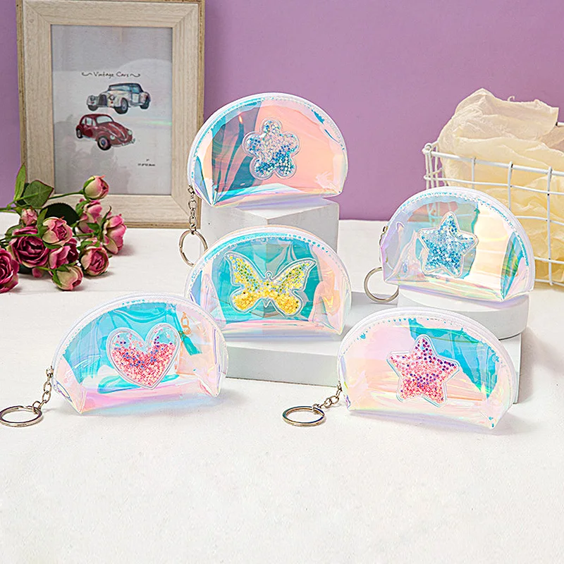 

Новый Симпатичный полукруглый прозрачный чехол-кошелек с рисунком нуля, цветной радуги, портативный простой кошелек с нулевым рисунком, сумка для ключей