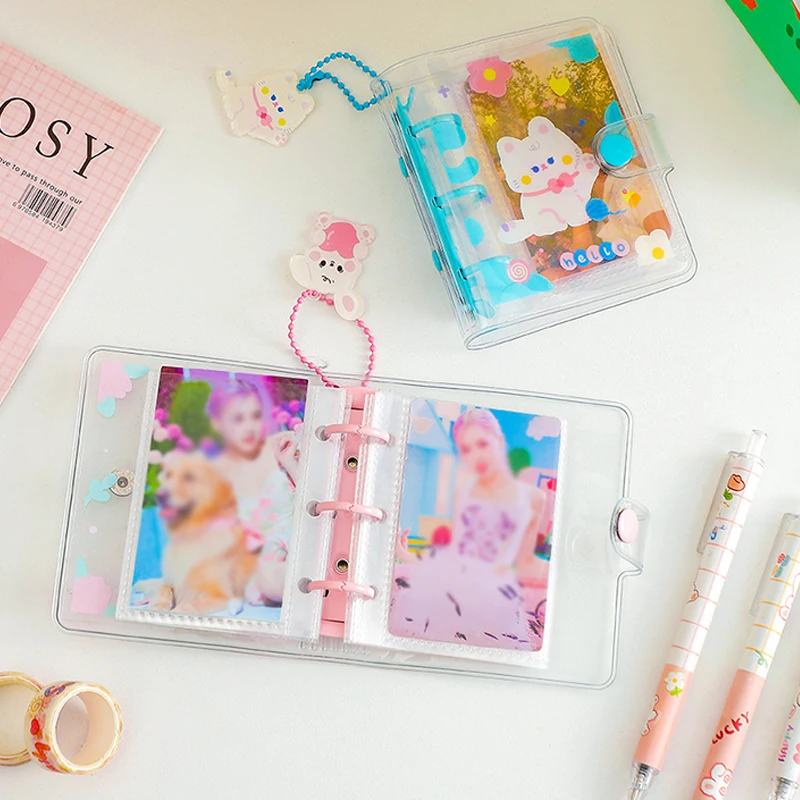

Transparent Binder Album Photo Card Collection Book With Pendant 3 Inch 20 Pockets Cartoon Polaroid Album Kpop Photocard Holder