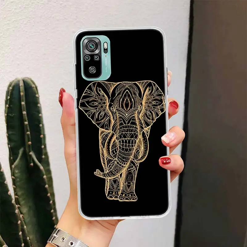Elephant Mandala Aztec для Xiaomi Redmi Note 10 9T 9S 9 8 Pro 8T 7 5 Чехол телефона Mi 12T 11T 10T 12 11 Lite Корпус Fundas