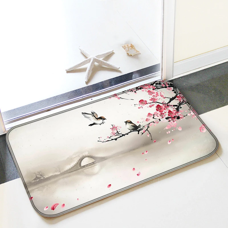 

Cherry Blossoms Floor Mats for Home Carpet Living Room Children Mat Entrance Door Kitchen Doormat Bath the Rugs Bathroom Foot