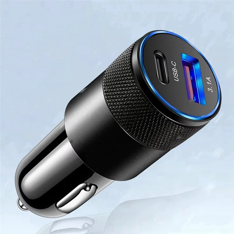 Фото ABFN-3.1A 15 Вт USB + PD Маленькое автомобильное зарядное устройство со стальной пушкой Автомобильное зарядное устройство из металлического сплава Автомобильное зарядное устройство TYPE-C №5