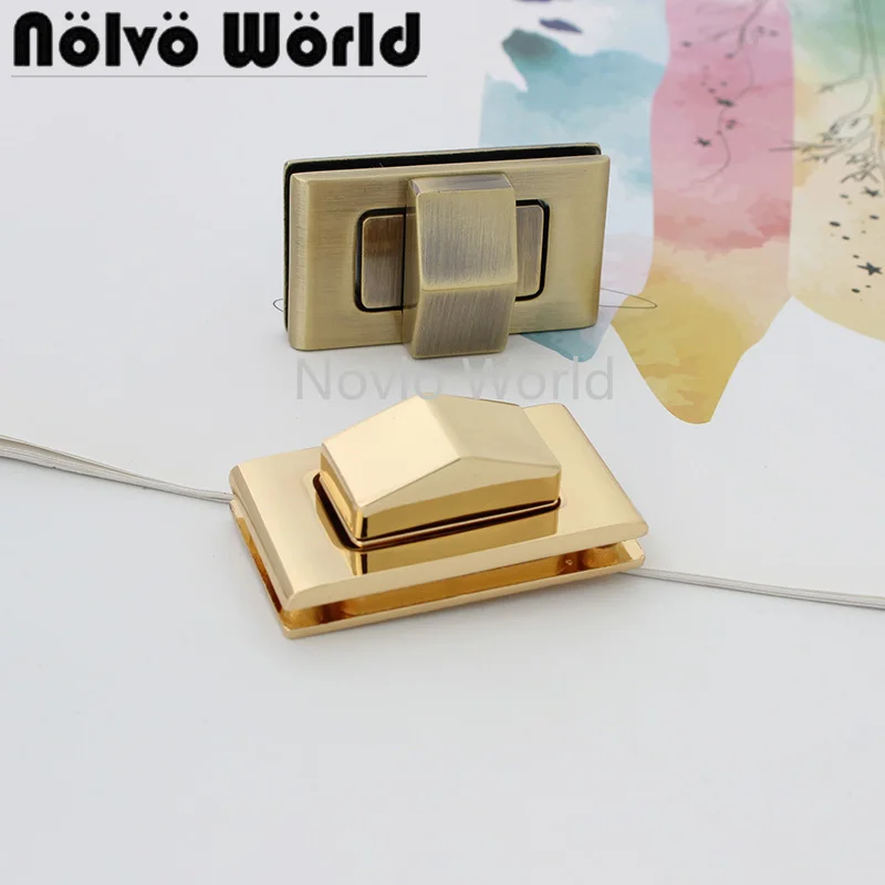 

5-20 pieces 3 colors 42X24mm Metal Rectangle Twist Lock for new bag Turn lock DIY Women Purses Hardware Accessories