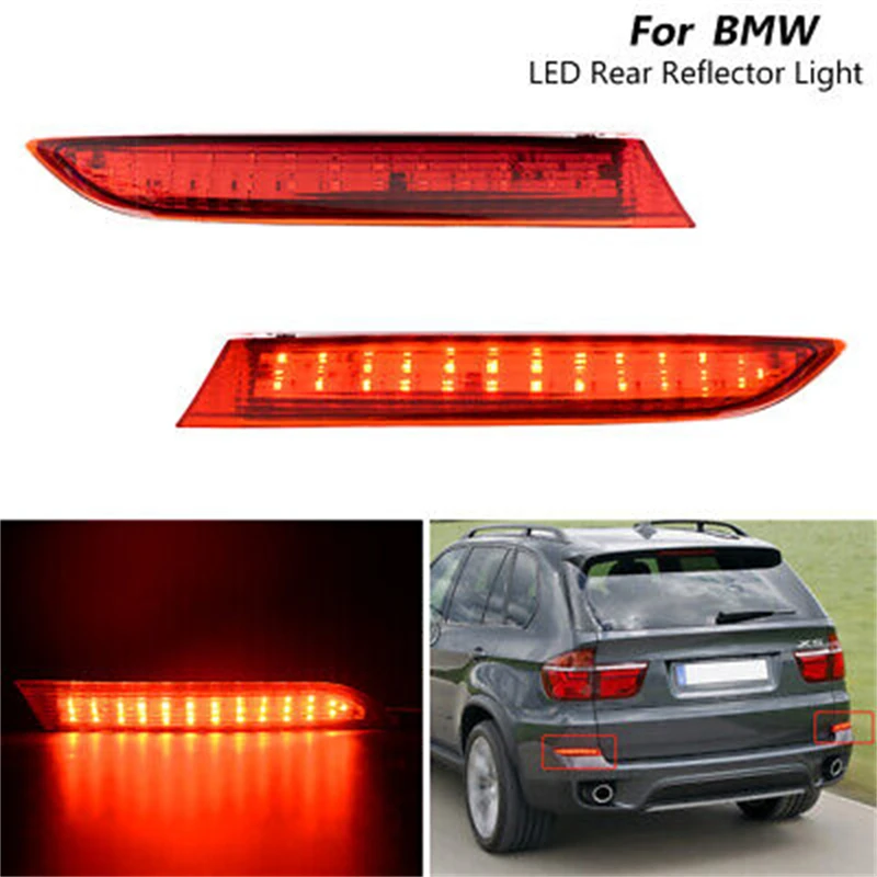 

2pcs For 2007-2013 BMW X5 E70 LCI Smoked LED Rear Bumper Reflector Tail Brake Light Car Accessories
