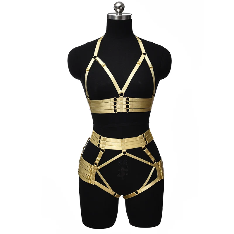 Женское сексуальное боди на бретельках бондажное белье Ажурное готический