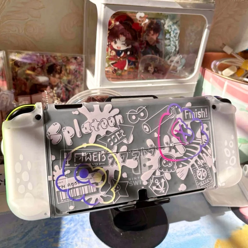 Фото Защитный чехол для Switch 2 Oled, жесткий чехол, совместимый с док-станцией Splatoon 3, противоударный защитный чехол с защитой от царапин для взрослых геймеров №1