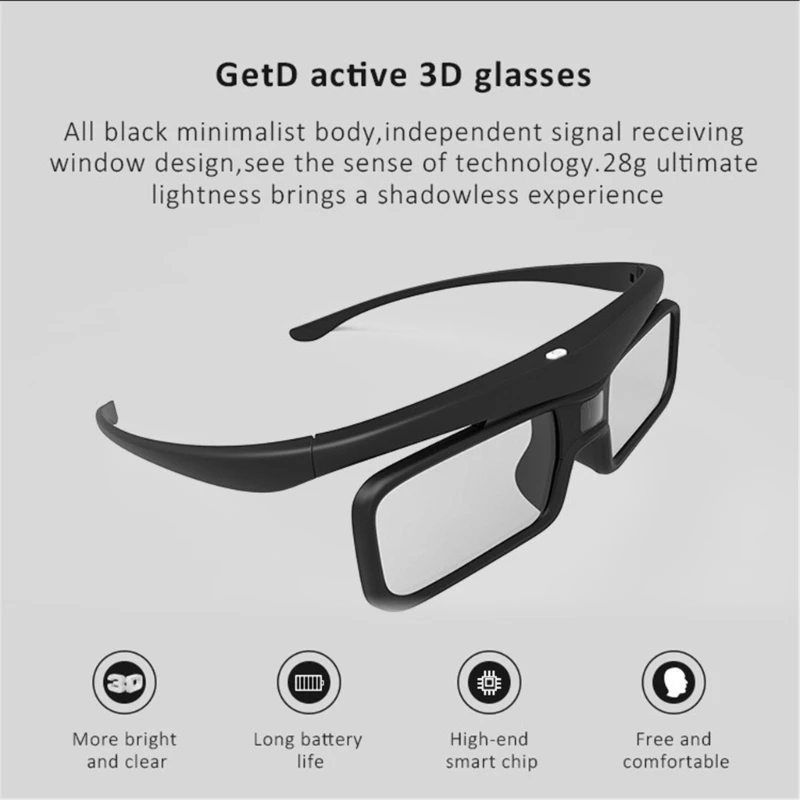 3D-очки очки с затвором 3D DLP Link активным для всех DLP-проекторов перезаряжаемые