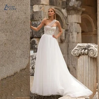 layout niceb beach lace wedding dress a line one shoulder lace bridal gown white ivory boho vestidos de novia