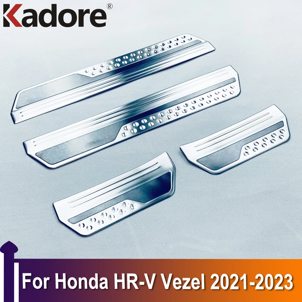 

For Honda HR-V Vezel 2021 2022 2023 Outer Door Sill Scuff Plates Doors Sills Protectors Car Accessories Sticker Stainless Steel