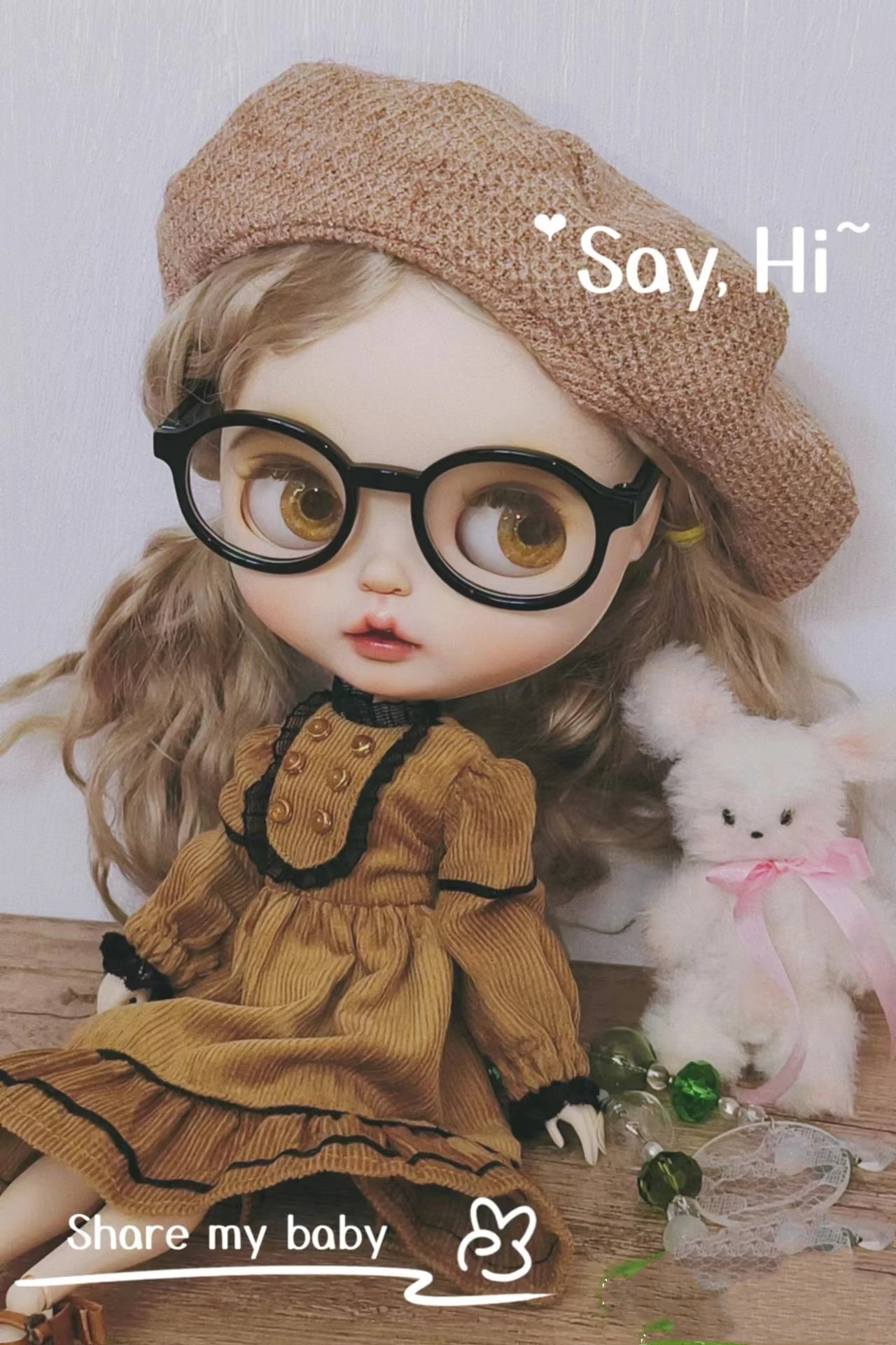 

Женский вельветовый костюм с юбкой и шляпой, модель 1/6, 30 см (подходит для Pullip,Ob24, Licca)