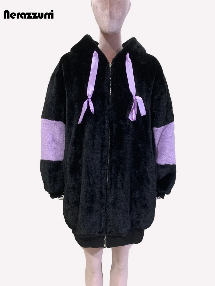 Nerazzurri осень-зима утолщенная теплая мягкая милая лоскутная шуба из