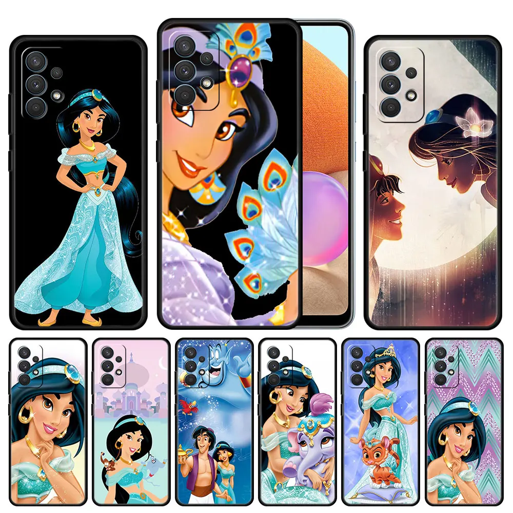 

Case Cover for Samsung Galaxy A12 A52 A51 A50 A71 A32 A02s A41 A22 A33 A53 A73 4G 5G Luxury Bag Full Disney Jasmine Princess