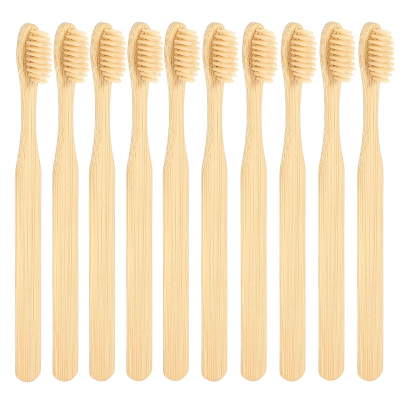 

10PCS Environmentally Wood　Bamboo Toothbrush Bamboo Fibre Wooden Handle Tooth Brush Whitening