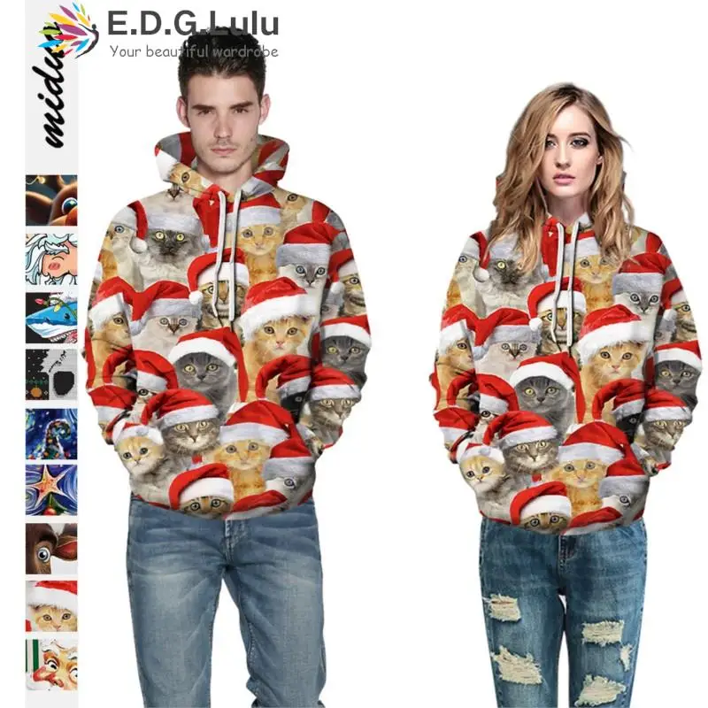 

EDGLuLu New For Xmas Men Women Holiday Party Hoodie Sweatshirt Christmas Sweater 3d Print Pullover Sweaters Jumpers Tops 1009