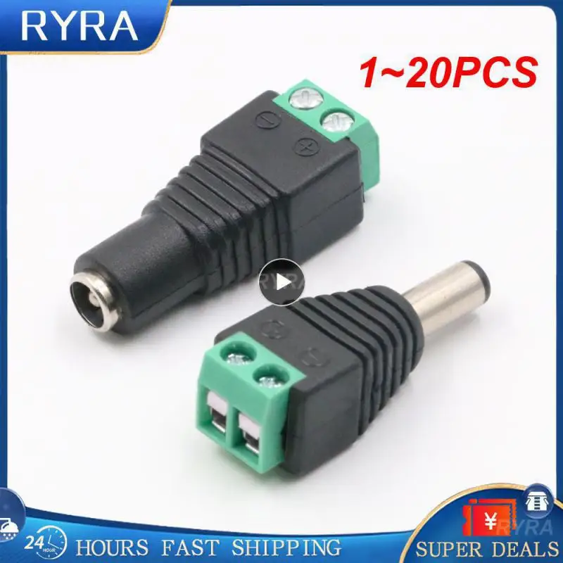 

1~20PCS Cameras 2.1mm x 5.5mm Female Male DC Power Plug Adapter For 5050 3528 5630 5730 Single Color LED Strip Light