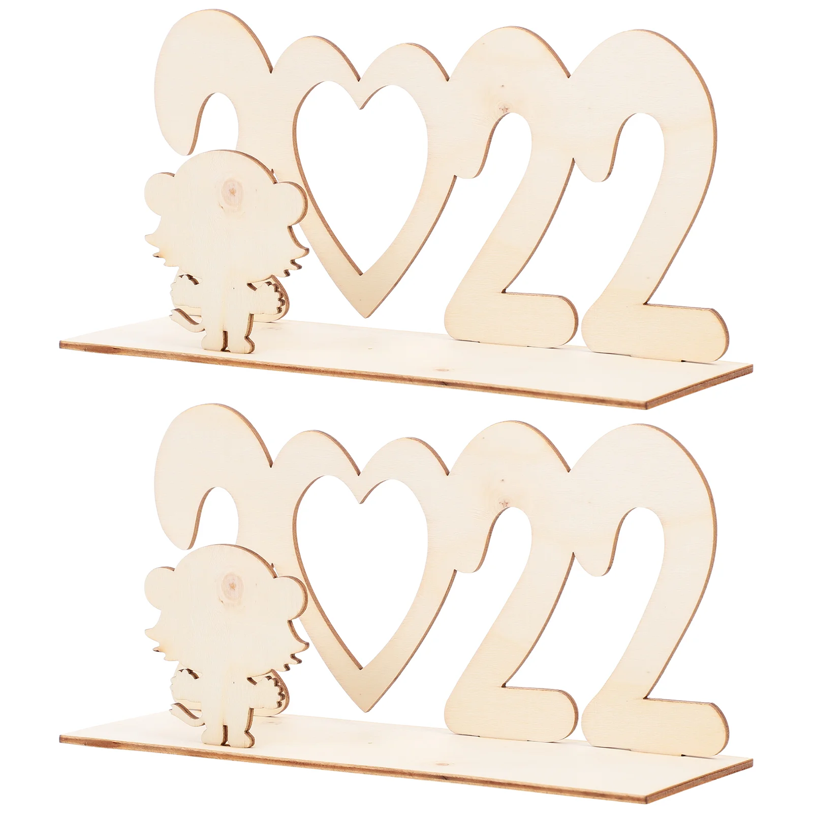 

2pcs Cartoon Tiger Wood Sign Decor Unfinished Festival Wooden DIY Ornaments
