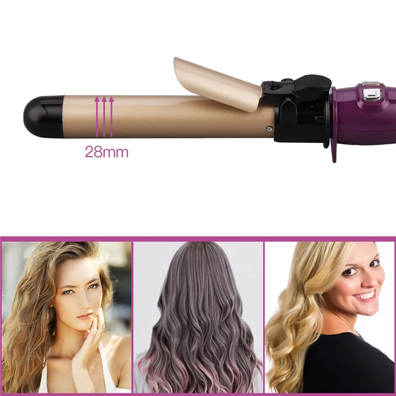 

LCD Digital Hair Curler for Women Tourmaline Ceramic Curling Iron Rotating Roller Auto Rotary Fast Heating Styling 28mm