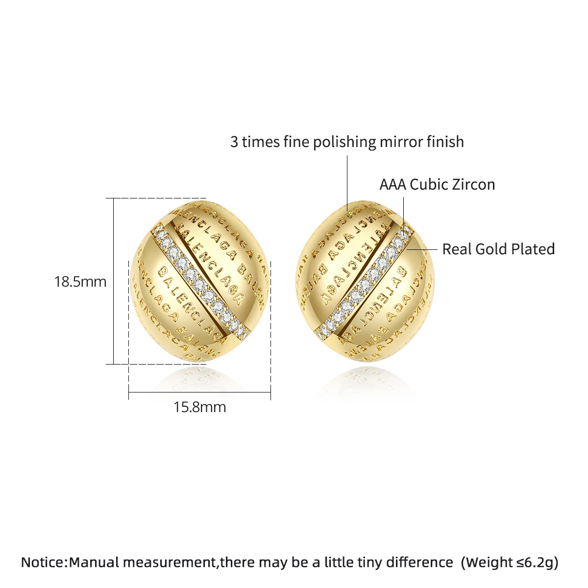 Женские и мужские серьги-гвоздики с фианитом овальной формы