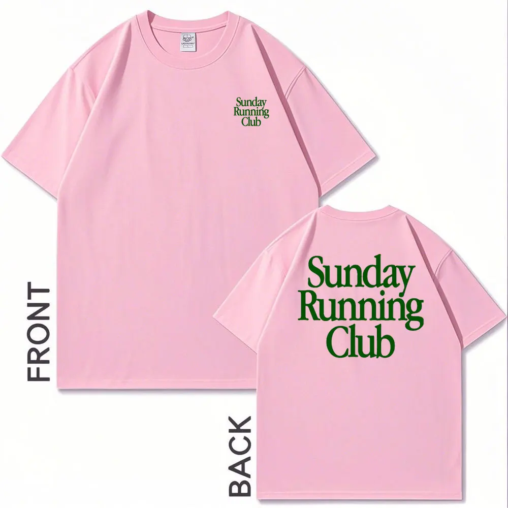 Фото Футболка с принтом Sunday Running Club, спортивный повседневный топ для бега, повседневные мужские и женские хлопковые футболки с круглым вырезом, двусторонний принт №5