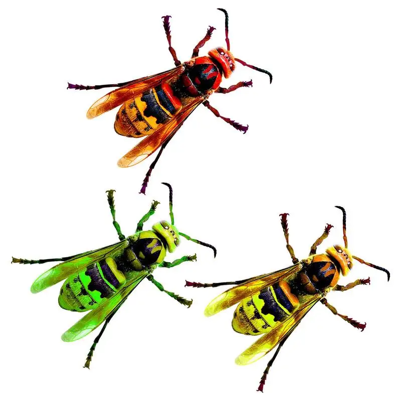 

Wasp Wall Decorations Metal Hand-made Bees Wall Art 3pcs Colorful Wasp 3D Outdoor Sculpture For Porch Sidewalk Garden Patio