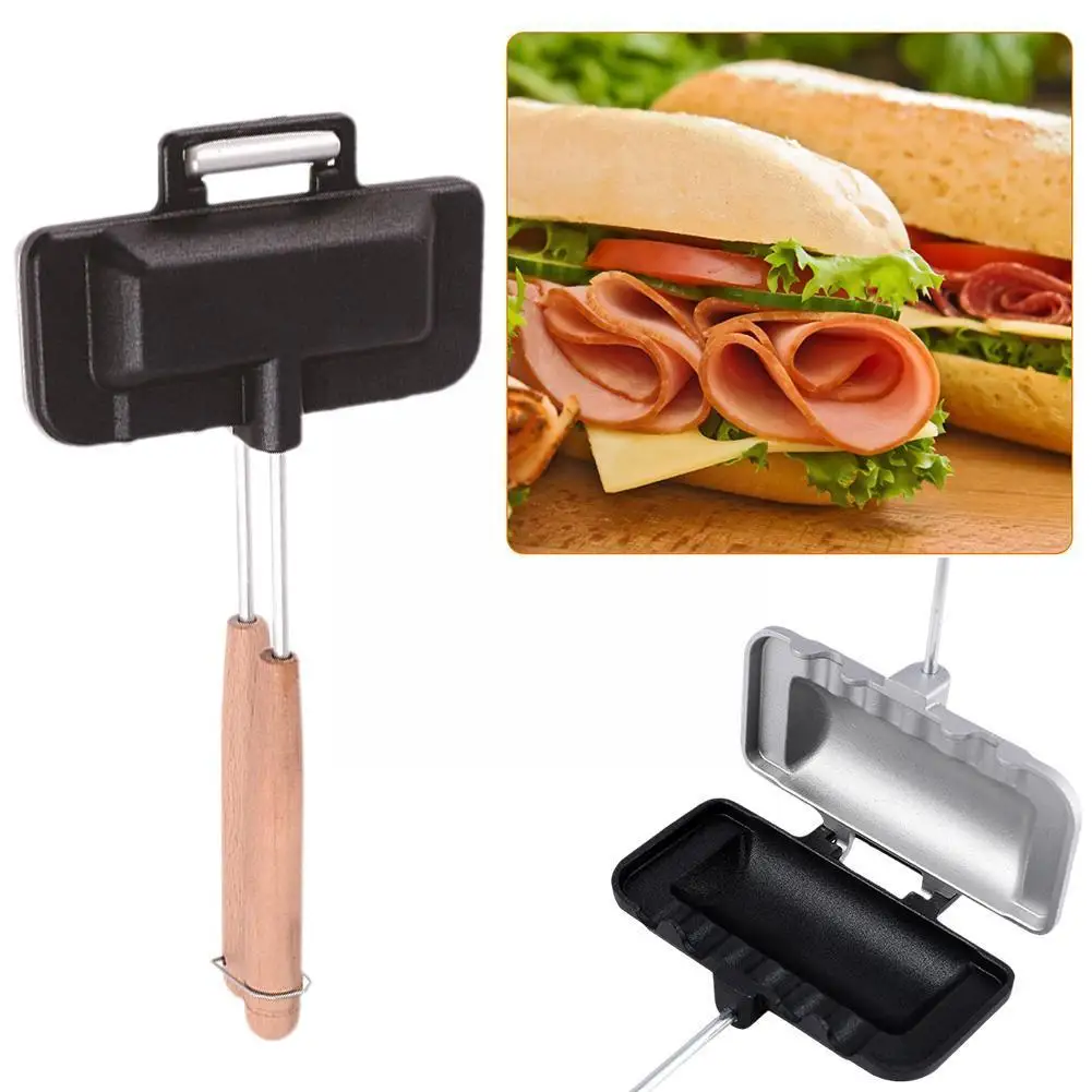 

Double Multipurpose Non-Stick Sandwich Maker Double-Sided Baking Frying Tool Toast Clip Pan Plate Removable Baking J9D7