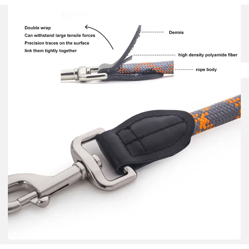 Светоотражающая круглая нейлоновая веревка с мягкой ручкой короткий поводок для