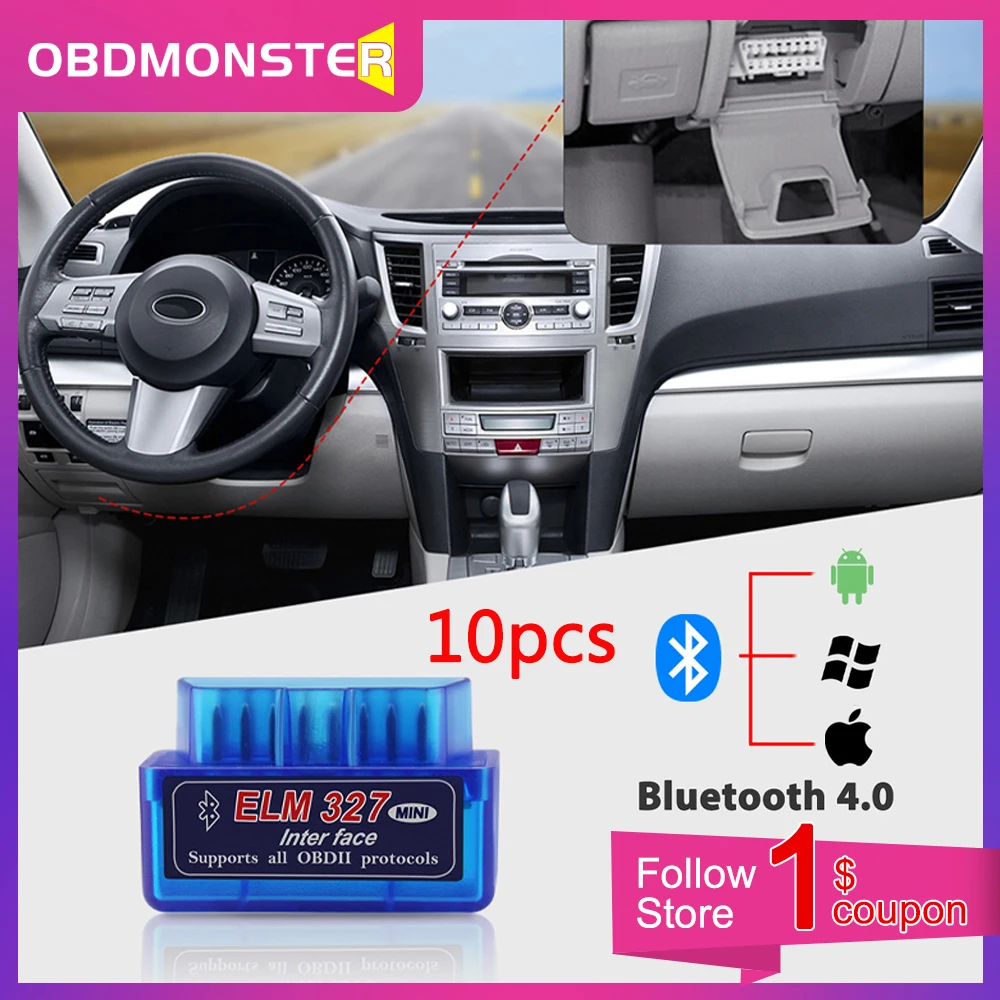 10pcs Mini ELM327 V2.1 PIC18F25K80 Bluetooth Car OBD2 Scanner For ios Android Auto Diagnostic Tool Code Reader |