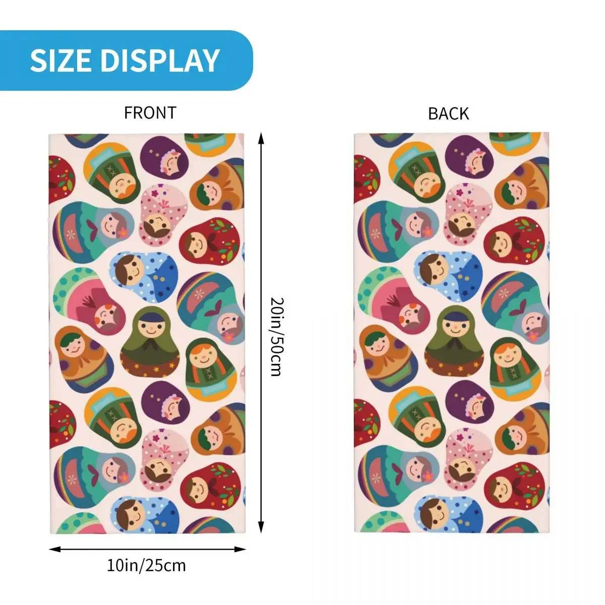 Матрешка русская кукла бандана гетры с принтом аниме клетчатая Балаклава