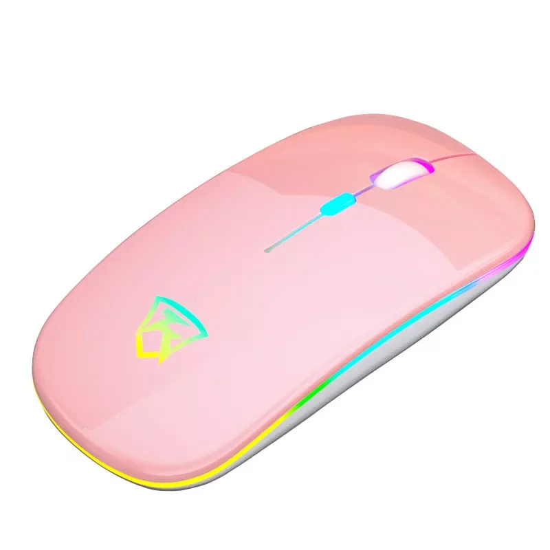 

Ultra-Thin Wireless mouse 2.4GHz for Computer Desktop rgb Backlit 4 keys mause Optical Mice 1600 DPI Ergonomics mice pink