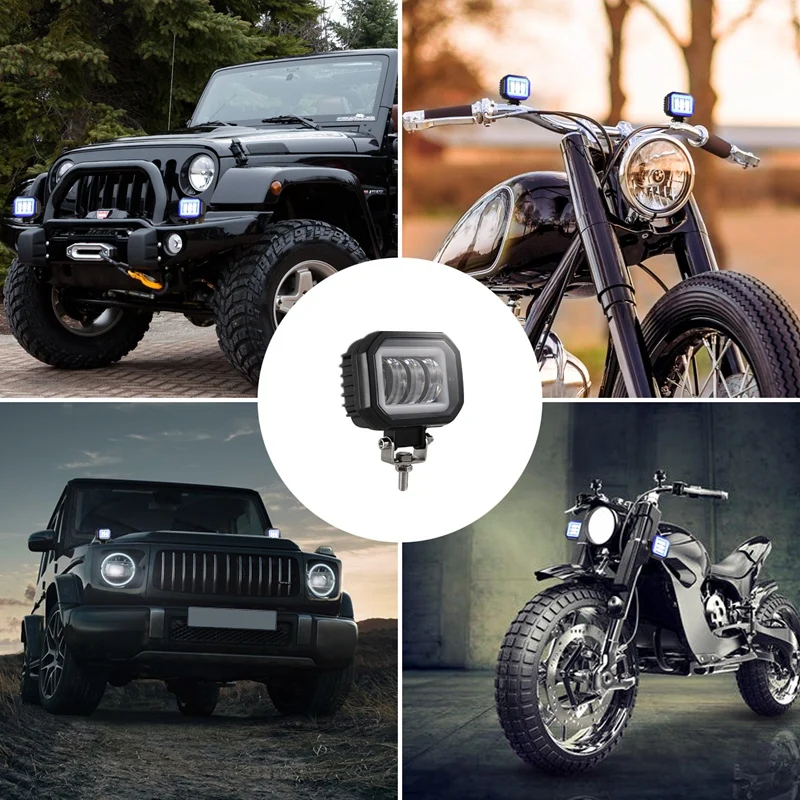 

4 Inch Fog Light 6000K 12-30V Square LED Angel Eye Light Strip Off-Road Car Marine Work Light Motorcycle Light